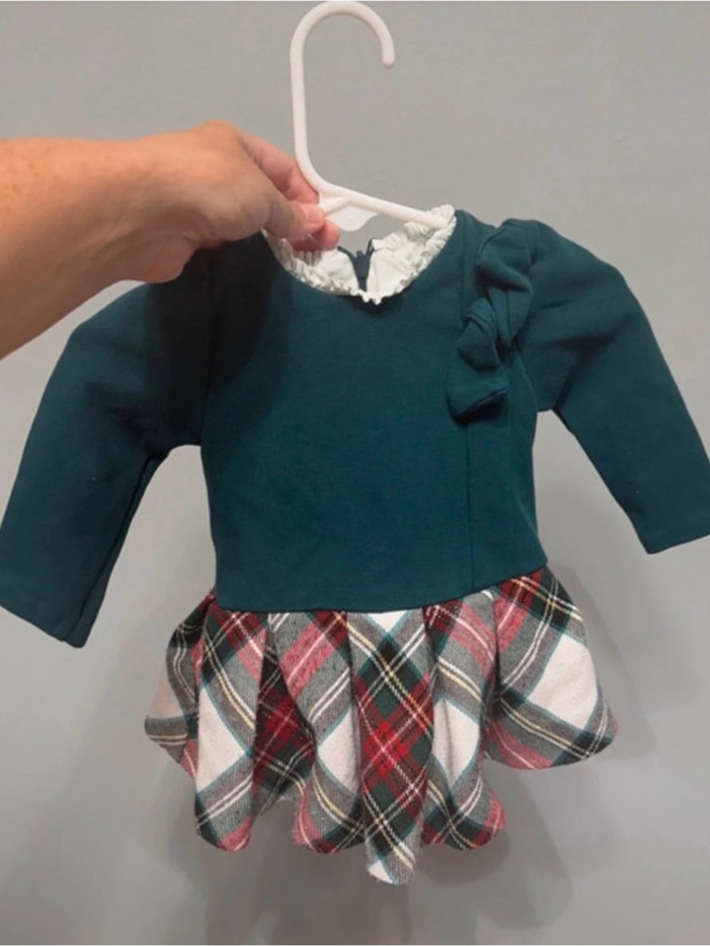 Mayoral Teal Green and Red Plaid Long-Sleeve Dress